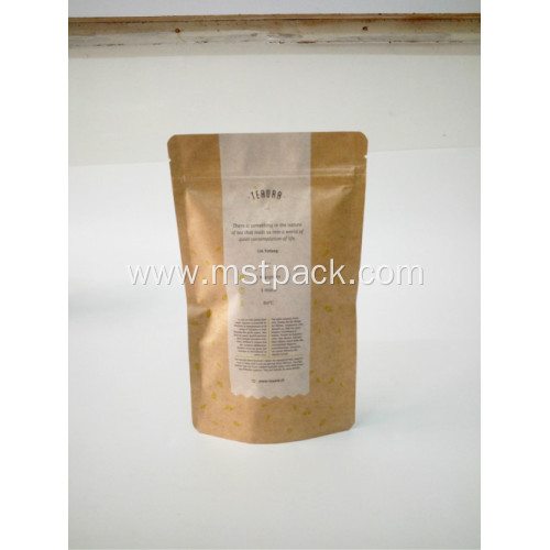 Matt Stand Up Pouch With Label For Tea